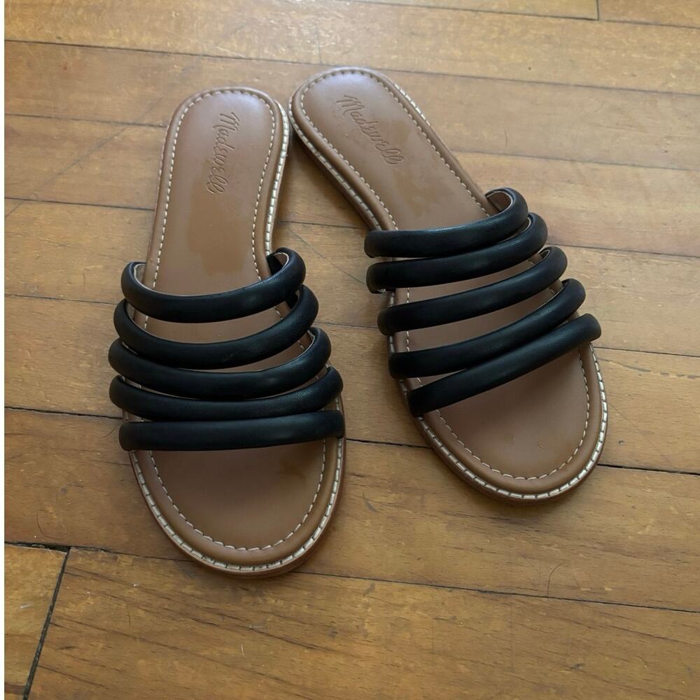 Madewell Size 8 Addie Leather Slide Sandals Black